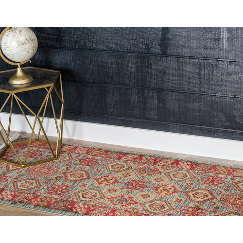 World Menagerie Lauri Performance Red/Blue/Tan Rug Wayfair